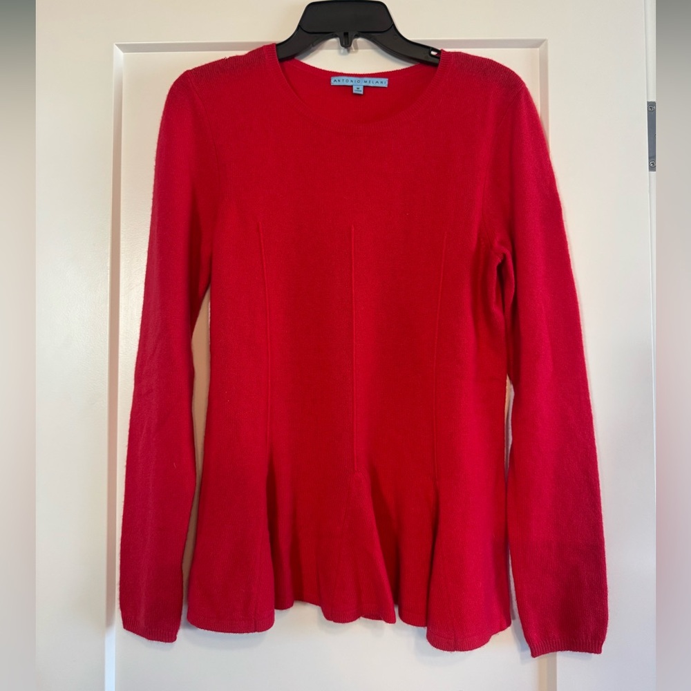 Antonio Melani Red Fit and Flare Sweater 100% Cashmere Blend